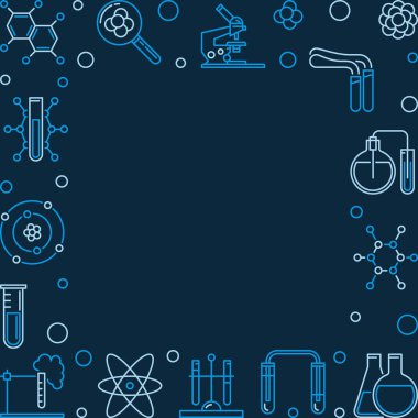 Kimyasal doğrusal simgelerle kimya vektör kare arka plan