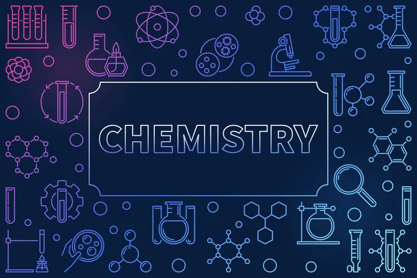 Chemia wektorowa pozioma ramka liniowa na ciemnym tle — Wektor stockowy