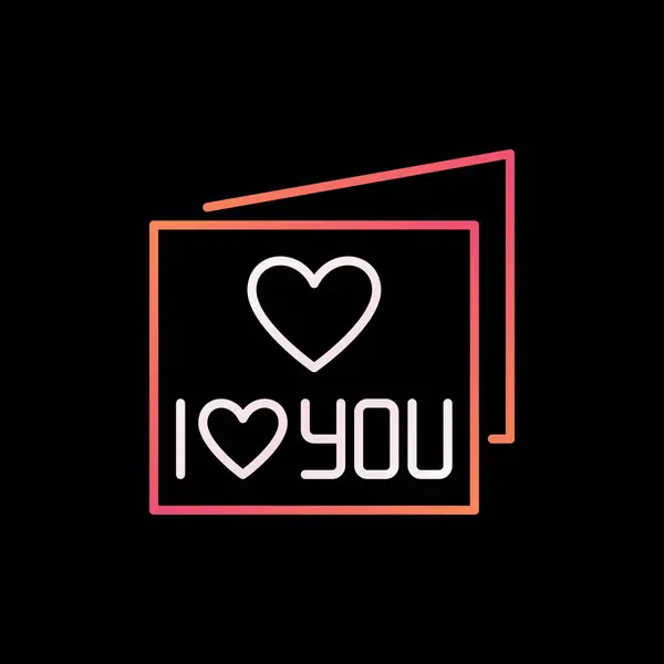 I Love You Card vector colored thin line icon or logo element — Stock Vector