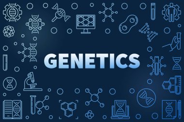 Vektör Genetiği mavi anahat yatay çerçeve veya illüstrasyon