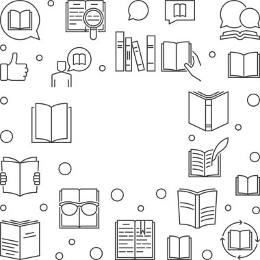 Kitap kavramı doğrusal çerçeve. Vektör Okuma Kitapları illüstrasyon