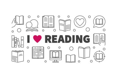 Ben anahat yatay afiş okuma seviyorum. Vektör çizimi