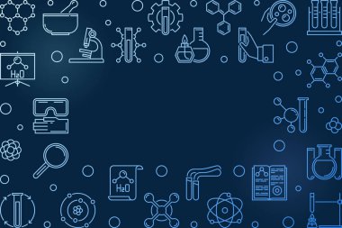 Kimya vektör mavi yatay anahat modern çerçeve 