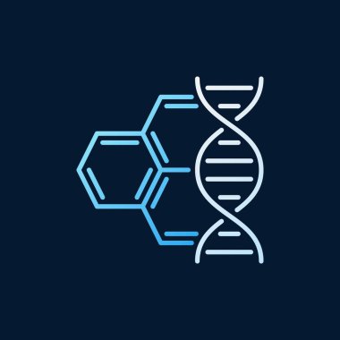 Molekül vektör renkli anahat simgesi ile DNA