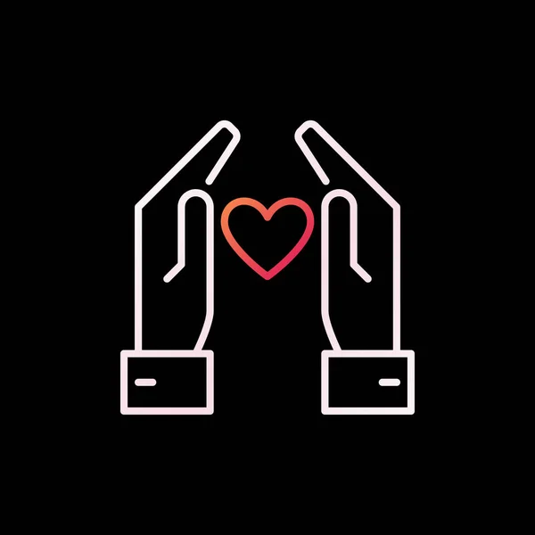 Ruce se srdcem vektorové ikony barevné osnovy nebo znak — Stockový vektor