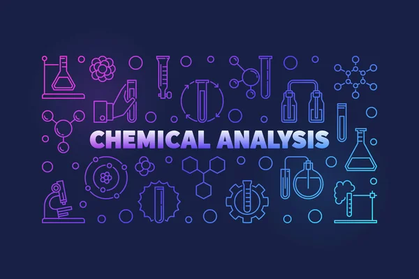 Analiza chemiczna wektor kolorowy kontur poziomą wstęgę — Wektor stockowy