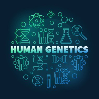 İnsan Genetiği vektör yuvarlak renkli doğrusal illüstrasyon