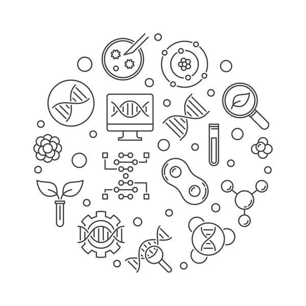 Genetyka ikony w kształcie okręgu wektor liniowej ilustracji — Wektor stockowy
