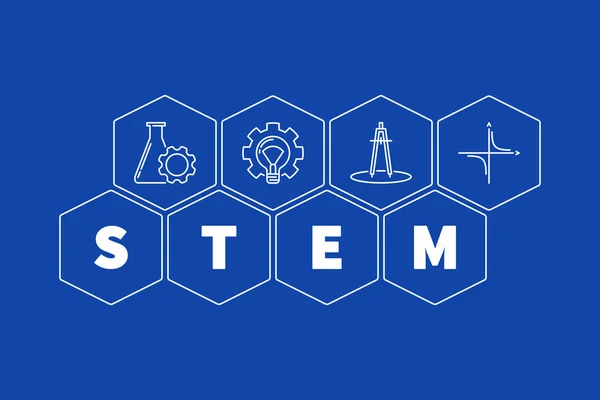 Ciência e Matemática - STEM vetor conceito hexágono ilustração — Vetor de Stock