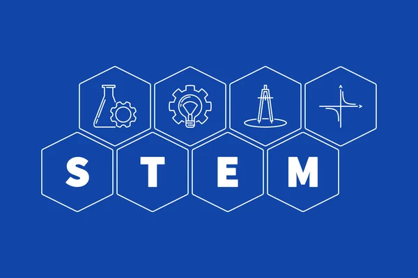 Наука і математика - STEM Векторна концепція шестикутник ілюстрація — стоковий вектор