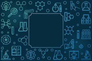 Kimya anahat mavi çerçeve. Vektör Bilimi illüstrasyon