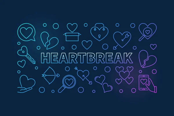 Heartbreak vetor colorido esboço ilustração ou banner —  Vetores de Stock