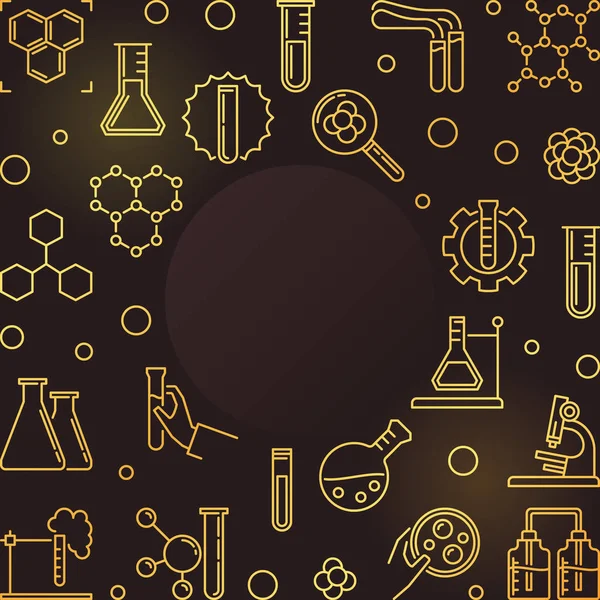 Σχέδιο χημείας χρυσό διάνυσμα πλαίσιο-χημική φόντο — Διανυσματικό Αρχείο