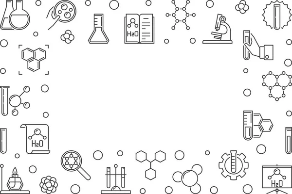 Bannière horizontale vectorielle de contour de chimie avec espace vide — Image vectorielle