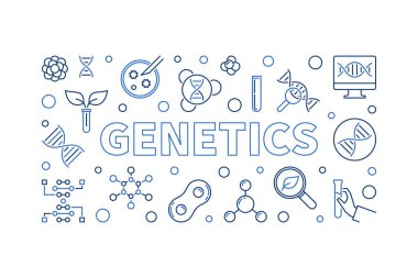 Genetik vektör anahat yatay illüstrasyon veya afiş