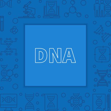 DNA vektör karesi mavi çerçeve. Vektör çizimi
