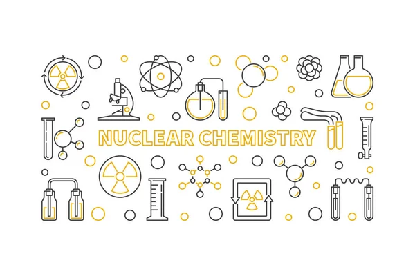 Nuclear Química vetor conceito linha bandeira horizontal — Vetor de Stock