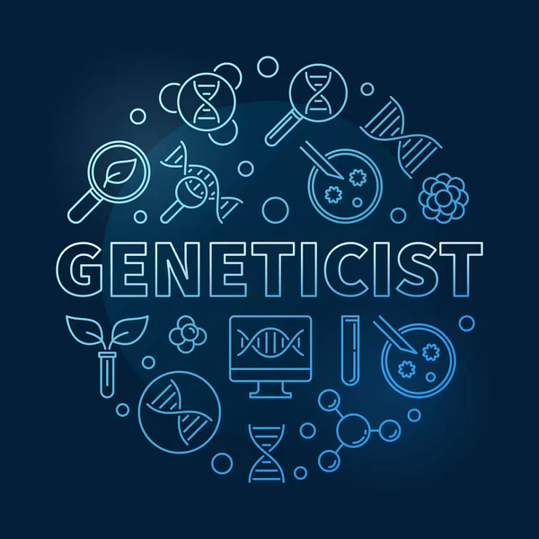 Geneticist vector concept blue round linear illustration — Stock Vector