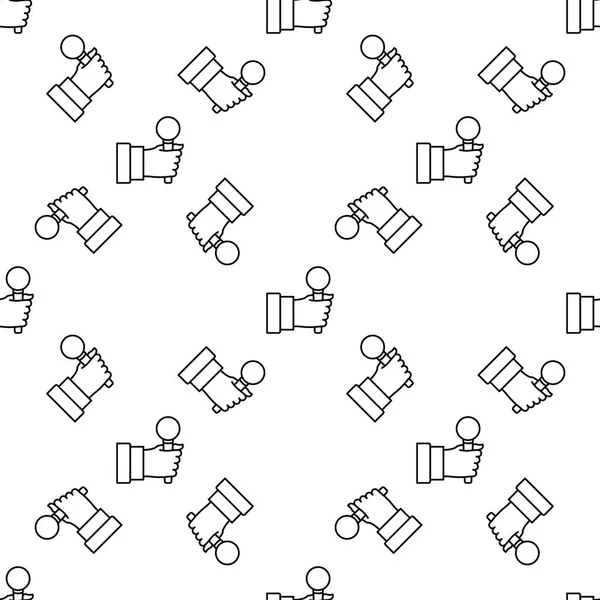 Hand Holding Microphone vector line seamless pattern — Stock Vector