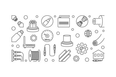 Anahat stilinde Vektör Optik Fiber yatay illüstrasyon