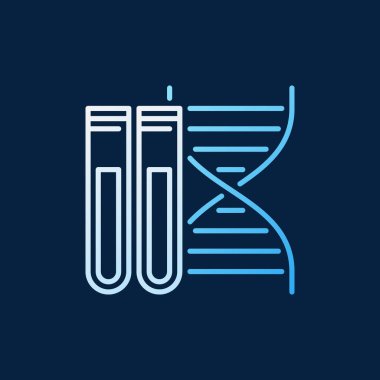 İki test tüpü vektör çizgisi renkli simge veya işaret ile DNA