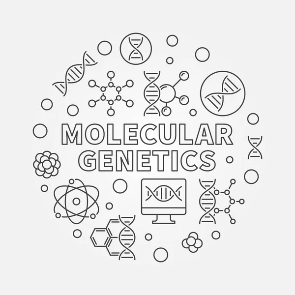 Genética molecular vector concepto redondo esquema ilustración — Archivo Imágenes Vectoriales