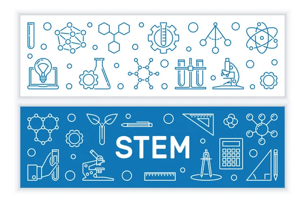 STEM concetto vettoriale delineare banner orizzontali moderni — Vettoriale Stock