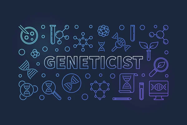 Geneticist colorful banner in outline style. Vector illustration — Stock Vector