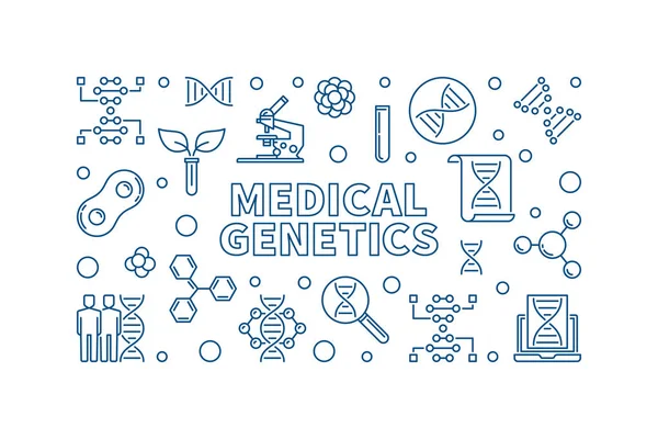 Genética médica vector medicina concepto ilustración lineal — Archivo Imágenes Vectoriales