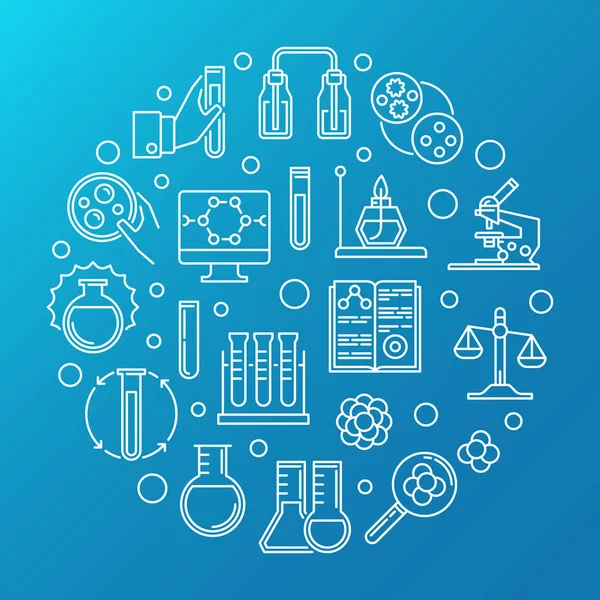 Kimya Lab Ekipmanları vektör yuvarlak anahat illüstrasyon
