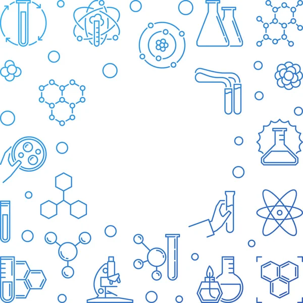 细线样式中的化学矢量蓝色概念框架 — 图库矢量图片