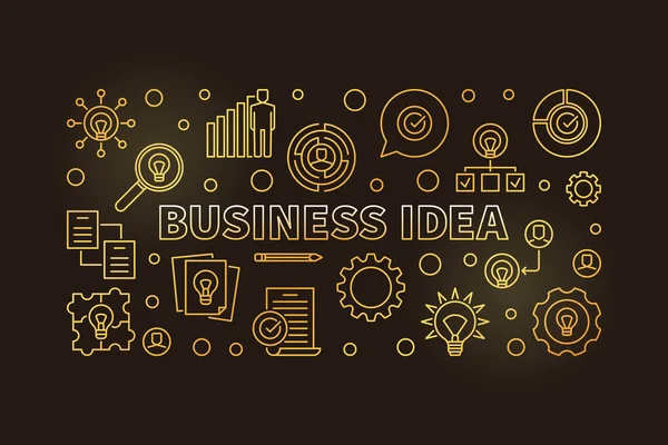 Concept Business Idea illustration de contour doré ou bannière — Image vectorielle