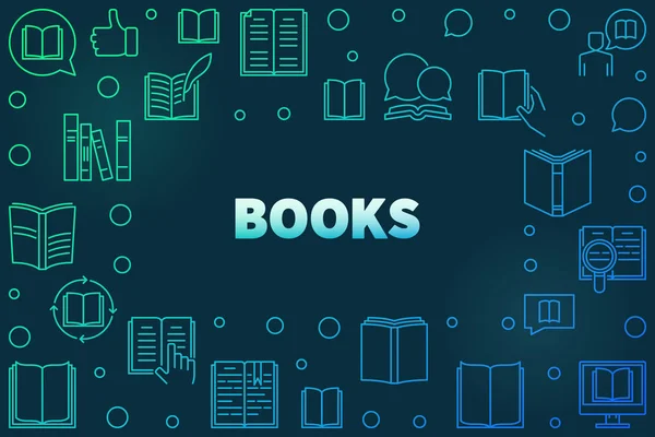 Bücher bunter Rahmen mit linearen Buchsymbolen — Stockvektor