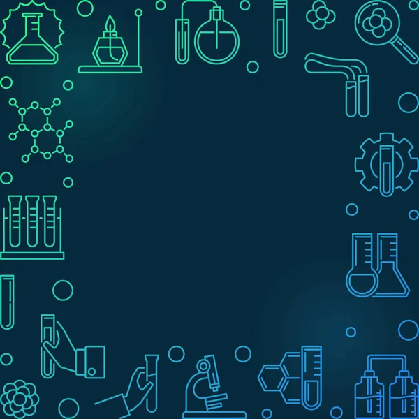 Kimya doğrusal simgeleri ile renkli vektör kare kare çerçeve