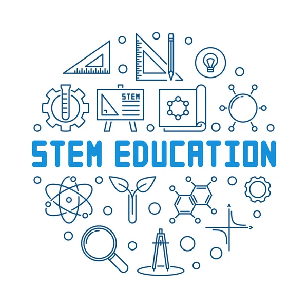 STEM edukacja ilustracja niebieski okrągły wektor zarys — Wektor stockowy