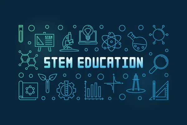 STEM Education vector colorful concept linear banner — Stock Vector