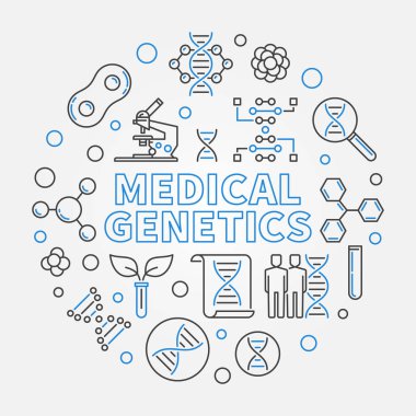 Tıbbi Genetik vektör yuvarlak tıp hattı illüstrasyon