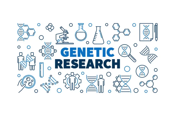 Genetic Research vector bosquejo banner o ilustración — Archivo Imágenes Vectoriales