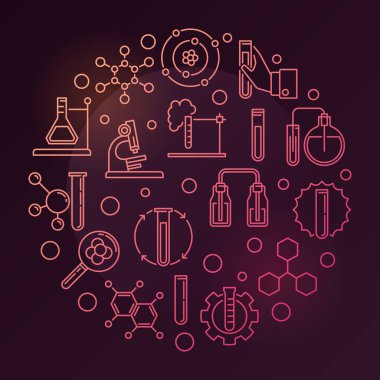 Vektör Kimyasal Analizi renkli yuvarlak anahat illüstrasyon