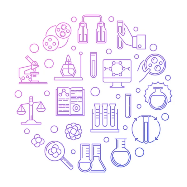 Illustration ronde colorée d'équipement de laboratoire de chimie — Image vectorielle