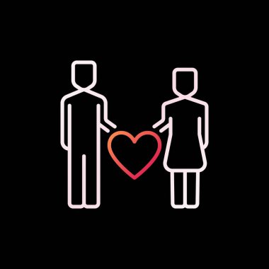 Kalp vektör renkli simgesi veya logosu ile Erkek ve Kadın
