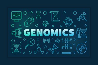Genomik vektör renkli çizgi afiş koyu arka plan üzerinde