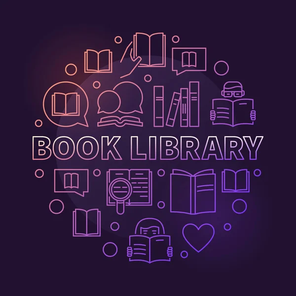 Boek bibliotheek kleurrijke circulaire omtrek vector illustratie — Stockvector