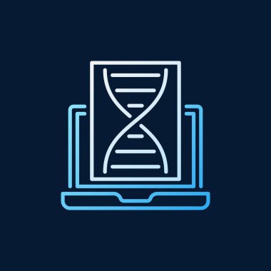 Dna vektörrenkli doğrusal simge veya logo elemanı ile Dizüstü bilgisayar