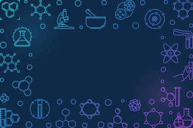 Anahat stilinde kimya vektörü renkli yatay çerçeve