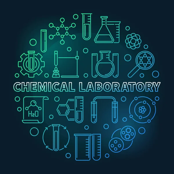 Chemia laboratorium ilustracja kolorowy okrągły kontur wektor — Wektor stockowy