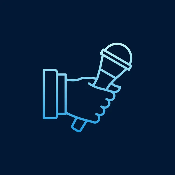Hand holding microfoon vector kleurrijke omtrek pictogram — Stockvector