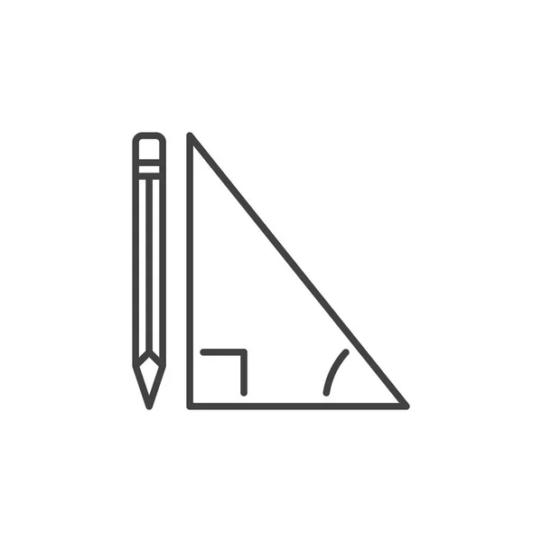 Triangle with Pencil vector outline icon or design element — Stock Vector