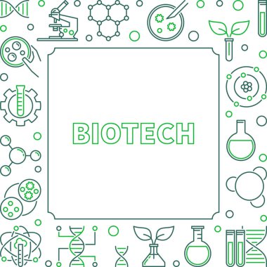 Vektör Biyoteknoloji kavramı kare anahat çerçeve veya illüstrasyon