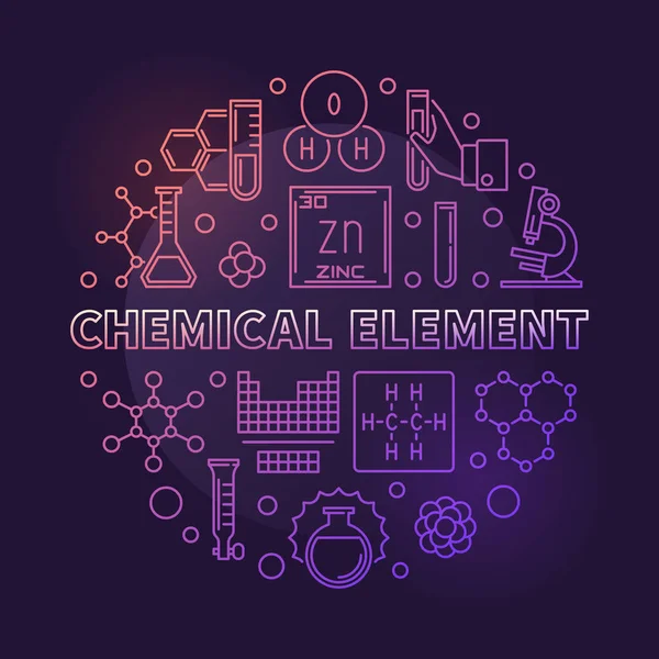 Element chemiczny ilustracja kolorowy okrągły kontur wektor — Wektor stockowy